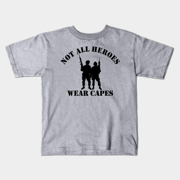 Not All Heroes Wear Capes (black) Kids T-Shirt by Pixhunter